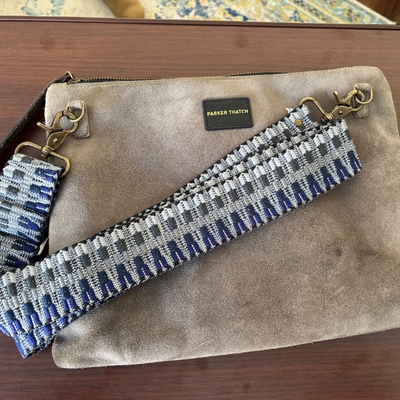 Parker Thatch Lee Crossbody - Grey Suede with Strap - Picture 1 of 5